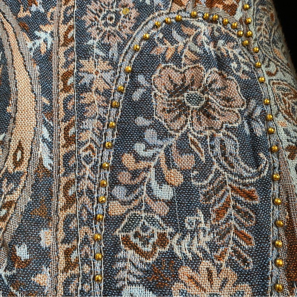 Raj Pashmina Scarf Embroidered Paisley Floral Made In India - Picture 9 of 13